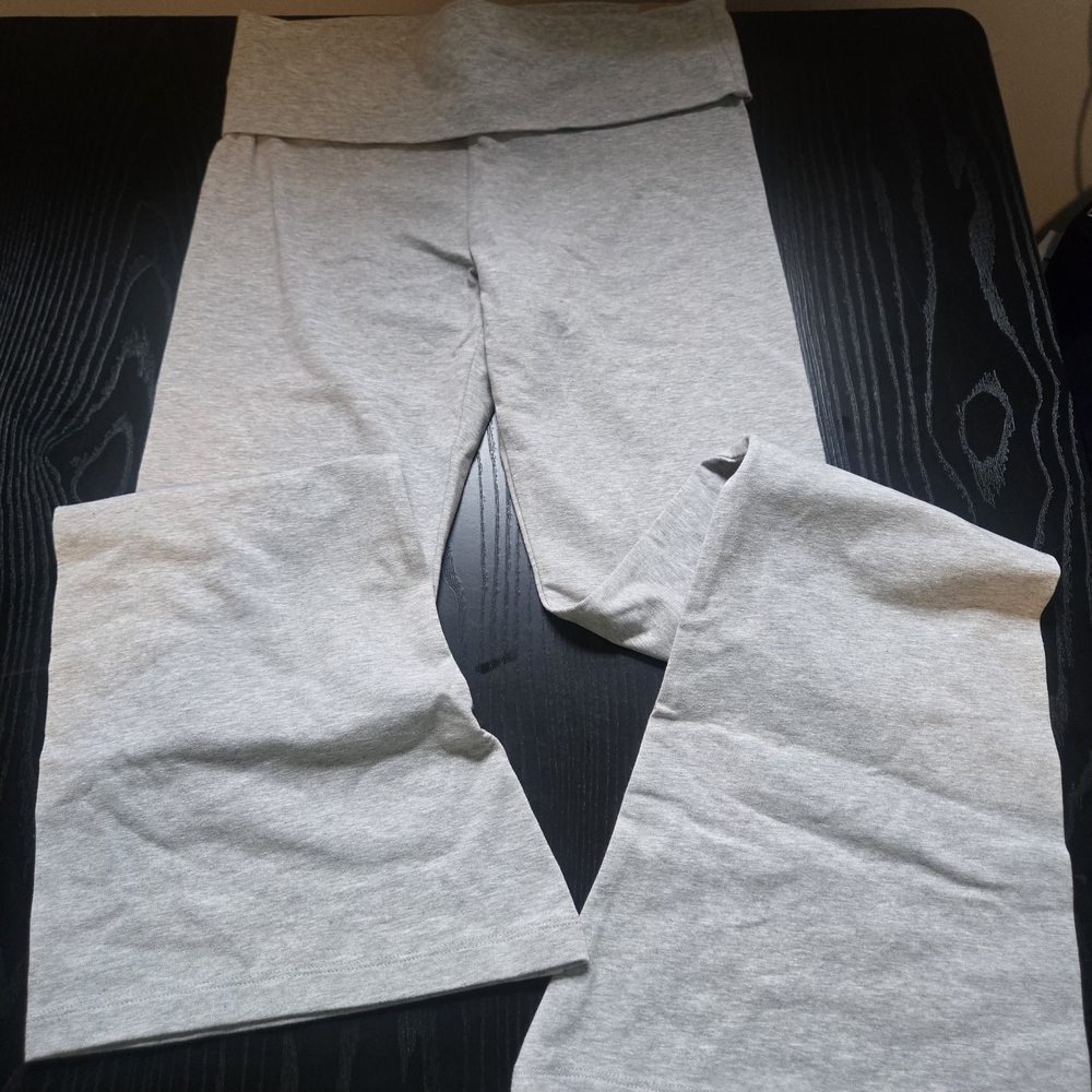 PINK Victoria's Secret Heather Gray Fold-Over Waist Yoga Pants